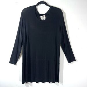 Flax Black Slinky Knit Long Sleeve Tunic Top Size Small